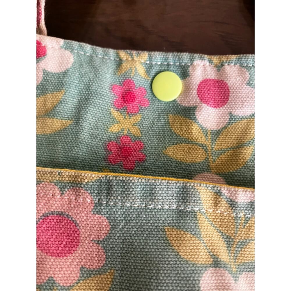 Handmade Floral Cottagecore Tote Bag Crossbody Purse Teal Pink Canvas Cute - Picture 3 of 16